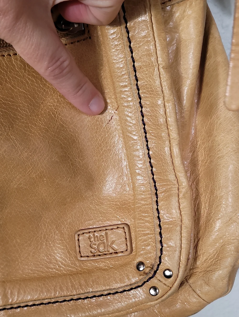 The Sak Ventura Convertible Backpack Crossbody Brown Leather Studded Boho